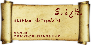 Stifter Árpád névjegykártya